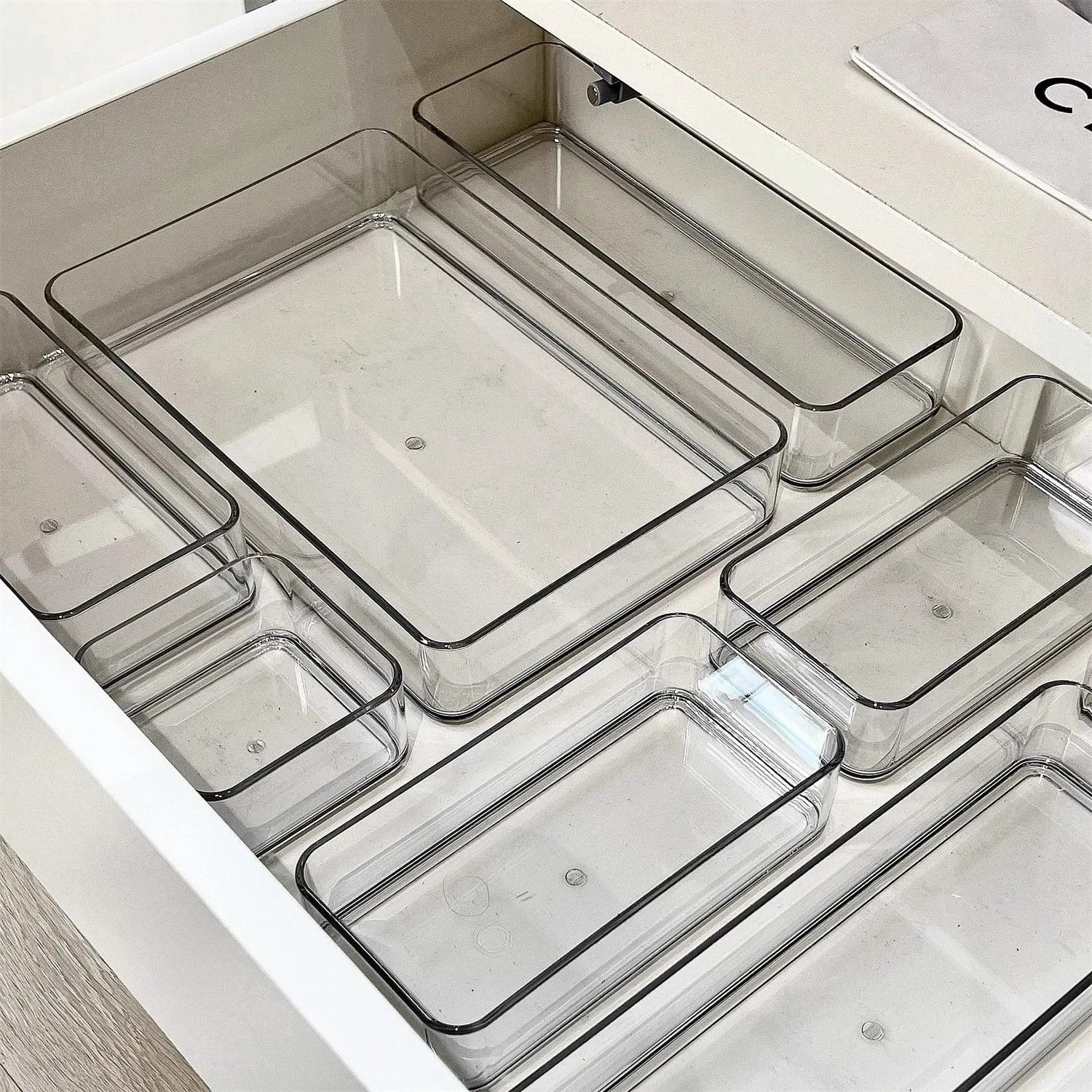Clear Desk Drawer Organizer Set