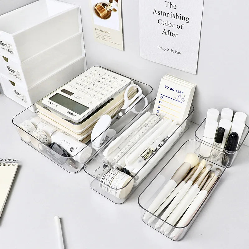 Clear Desk Drawer Organizer Set