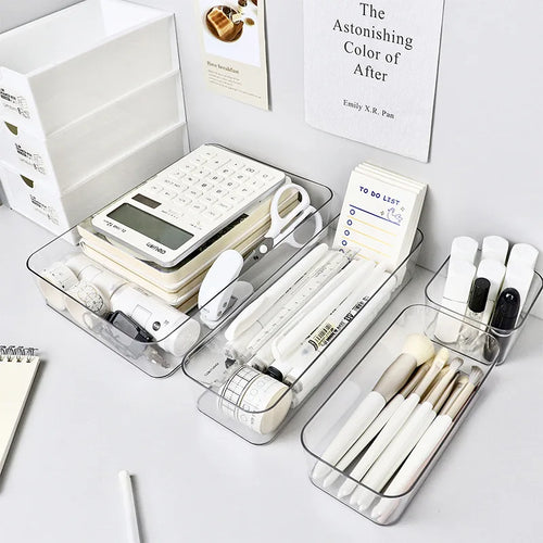 Clear Desk Drawer Organizer Set